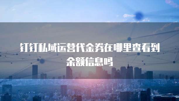 钉钉私域运营代金券在哪里查看到余额信息吗