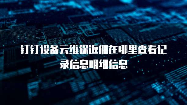 钉钉设备云维保返佣在哪里查看记录信息明细信息