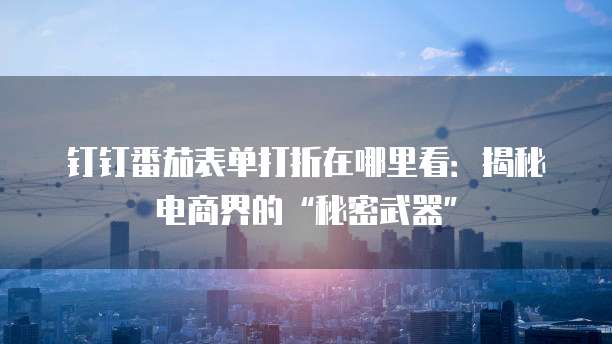 钉钉番茄表单打折在哪里看:揭秘电商界的“秘密武器”