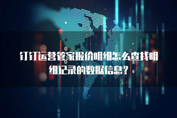 钉钉运营管家报价明细怎么查找明细记录的数据信息？