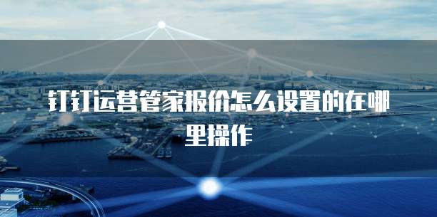 钉钉运营管家报价怎么设置的在哪里操作