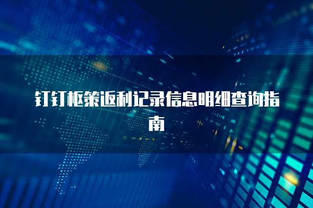 钉钉枢策返利记录信息明细查询指南