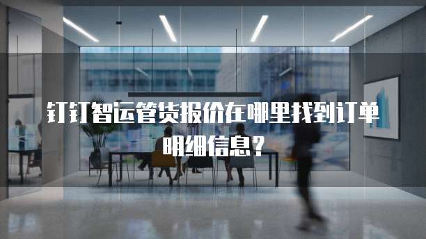 钉钉智运管货报价在哪里找到订单明细信息?