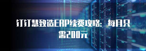 钉钉慧致造ERP续费攻略:每月只需200元
