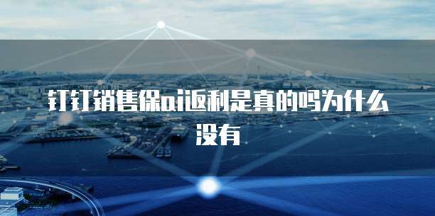 钉钉销售保ai返利是真的吗为什么没有