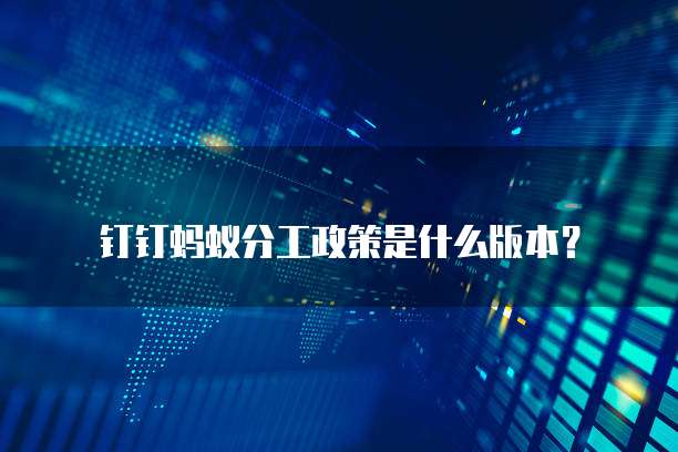 钉钉蚂蚁分工政策是什么版本?