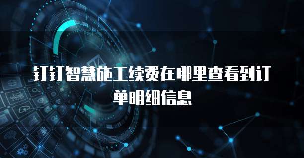 钉钉智慧施工续费在哪里查看到订单明细信息