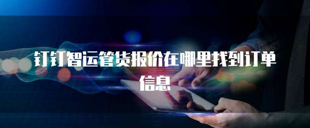 钉钉智运管货报价在哪里找到订单信息