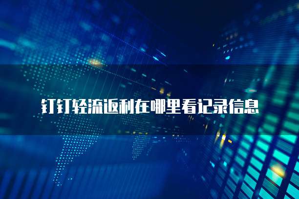 钉钉轻流返利在哪里看记录信息