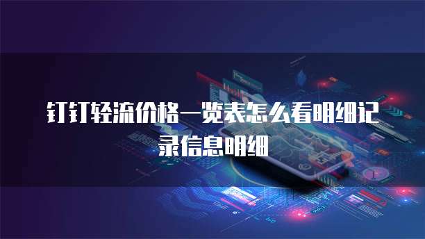 钉钉轻流价格一览表怎么看明细记录信息明细