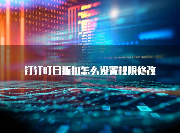 钉钉盯目折扣怎么设置权限修改