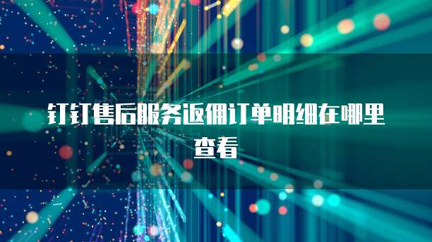 钉钉售后服务返佣订单明细在哪里查看
