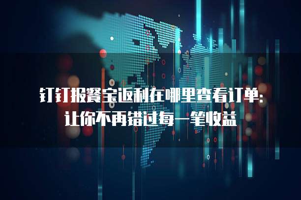 钉钉报餐宝返利在哪里查看订单:让你不再错过每一笔收益