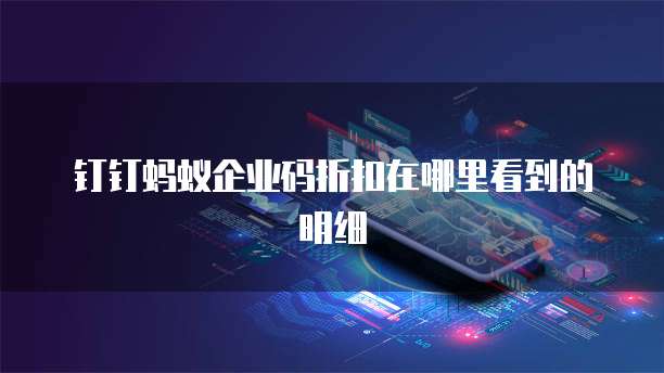 钉钉蚂蚁企业码折扣在哪里看到的明细