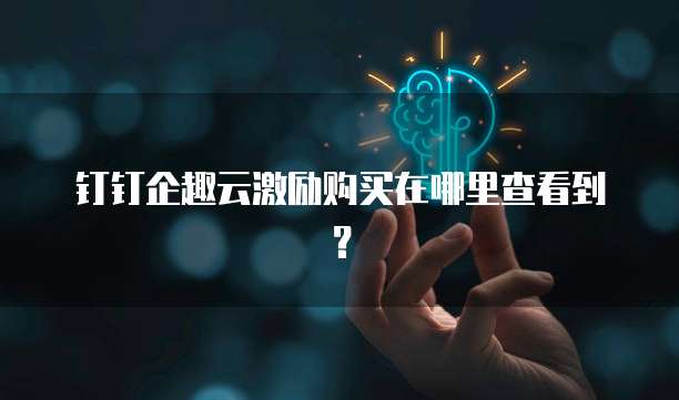 钉钉企趣云激励购买在哪里查看到?