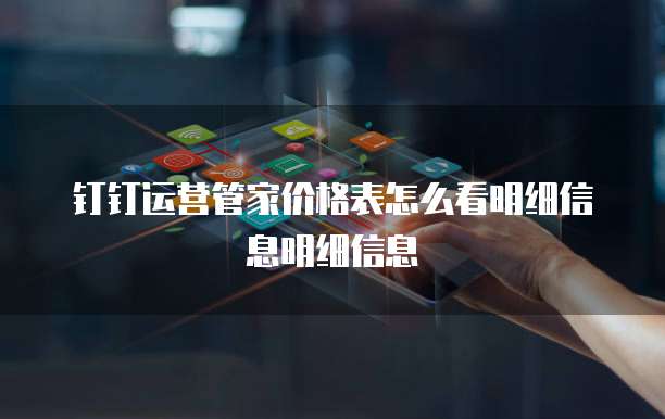 钉钉运营管家价格表怎么看明细信息明细信息