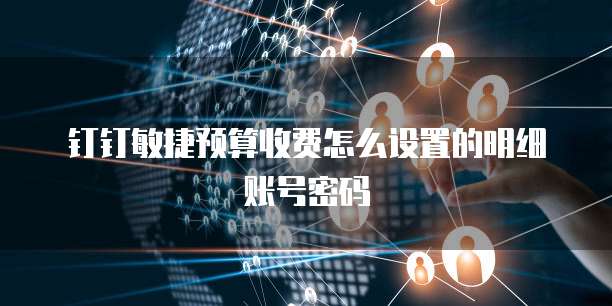 钉钉敏捷预算收费怎么设置的明细账号密码