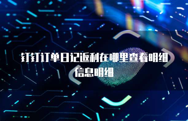 钉钉订单日记返利在哪里查看明细信息明细