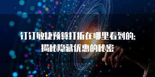 钉钉敏捷预算打折在哪里看到的:揭秘隐藏优惠的秘密