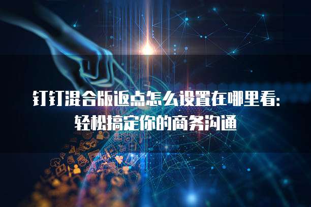 钉钉混合版返点怎么设置在哪里看:轻松搞定你的商务沟通