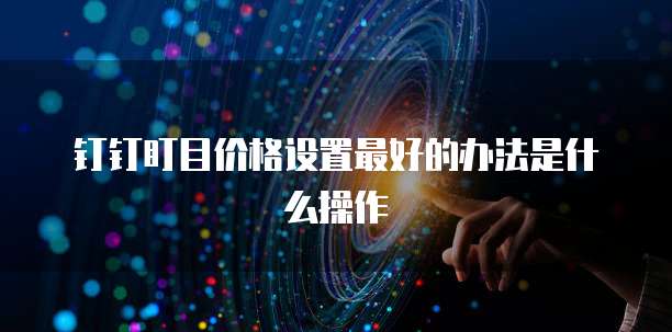 钉钉盯目价格设置最好的办法是什么操作