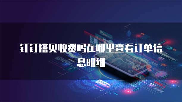 钉钉搭贝收费吗在哪里查看订单信息明细