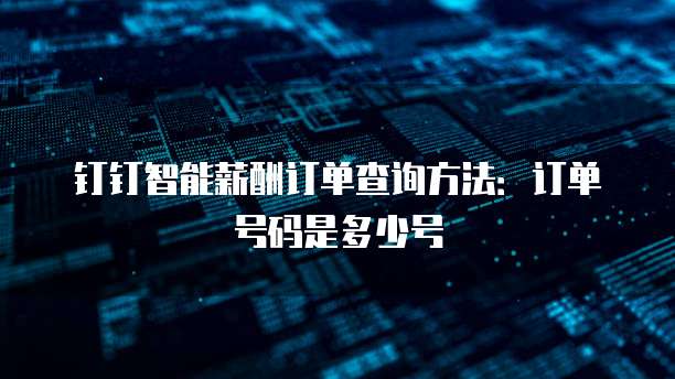 钉钉智能薪酬订单查询方法:订单号码是多少号