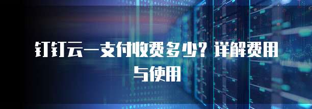 钉钉云一支付收费多少?详解费用与使用