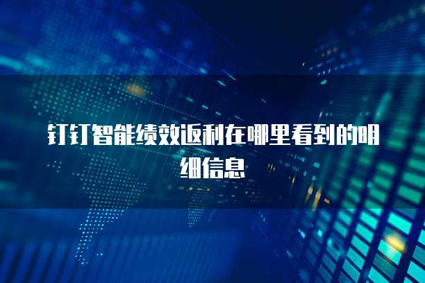 钉钉智能绩效返利在哪里看到的明细信息