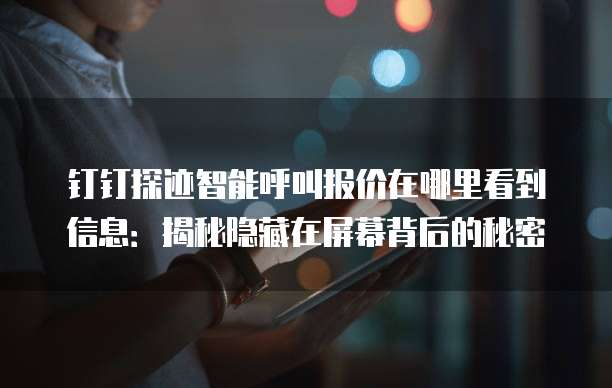 钉钉探迹智能呼叫报价在哪里看到信息:揭秘隐藏在屏幕背后的秘密