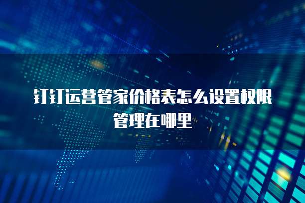 钉钉运营管家价格表怎么设置权限管理在哪里
