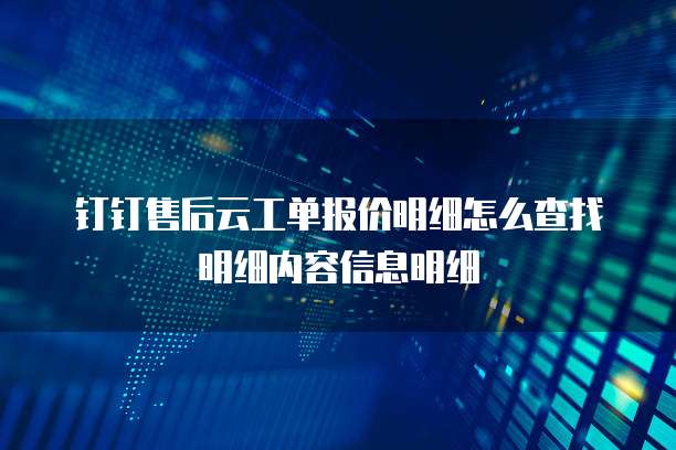 钉钉售后云工单报价明细怎么查找明细内容信息明细