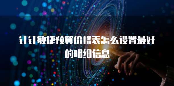 钉钉敏捷预算价格表怎么设置最好的明细信息