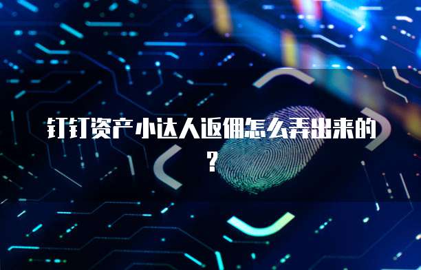 钉钉资产小达人返佣怎么弄出来的?