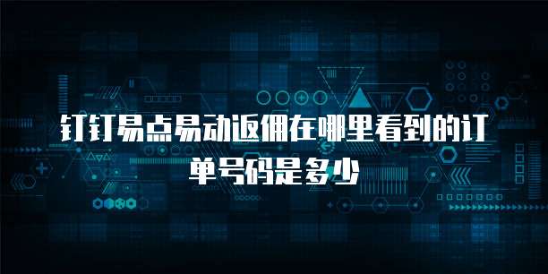 钉钉易点易动返佣在哪里看到的订单号码是多少