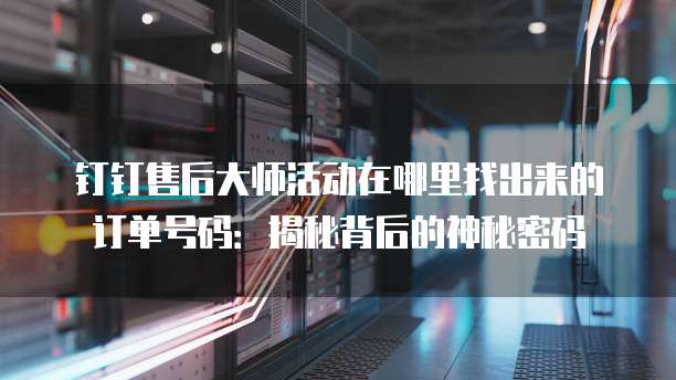 钉钉售后大师活动在哪里找出来的订单号码:揭秘背后的神秘密码