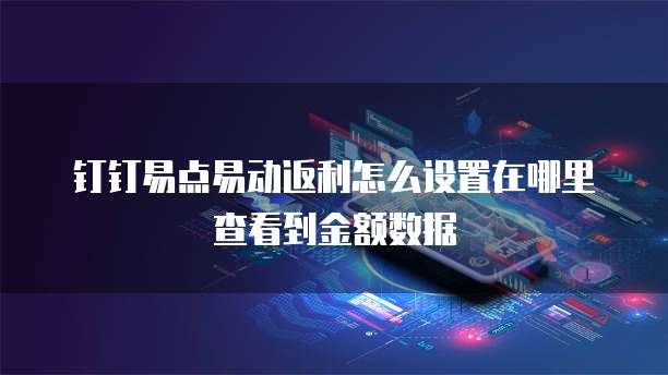 钉钉易点易动返利怎么设置在哪里查看到金额数据