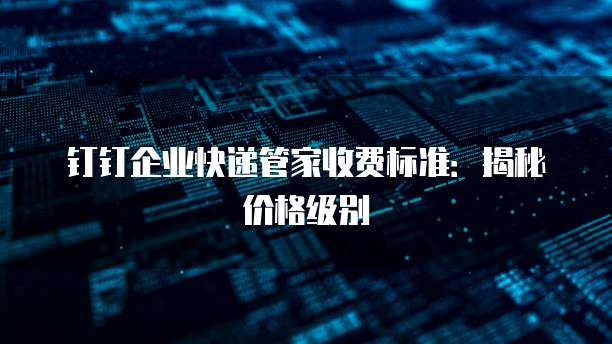 钉钉企业快递管家收费标准:揭秘价格级别