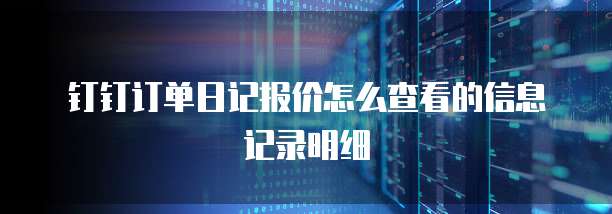 钉钉订单日记报价怎么查看的信息记录明细