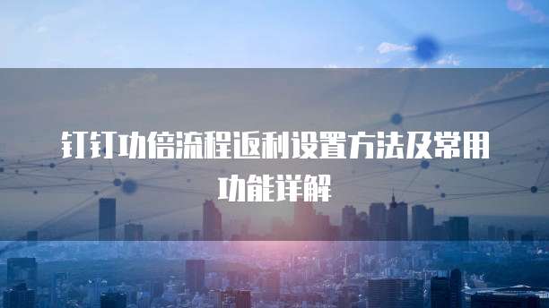 钉钉功倍流程返利设置方法及常用功能详解