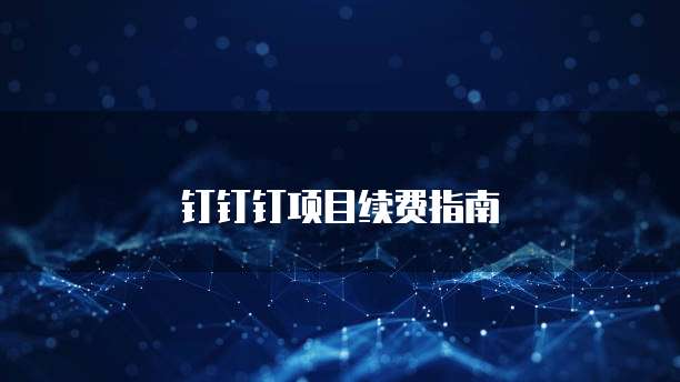 钉钉钉项目续费指南