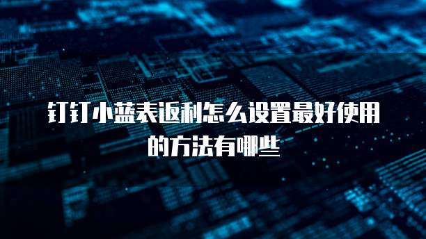 钉钉小蓝表返利怎么设置最好使用的方法有哪些