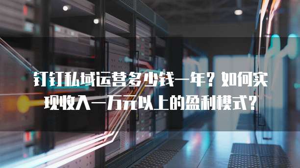 钉钉私域运营多少钱一年?如何实现收入一万元以上的盈利模式?