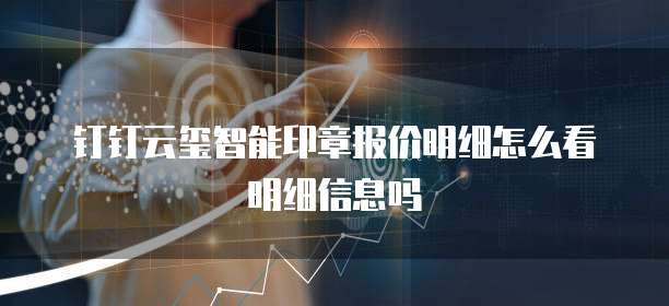 钉钉云玺智能印章报价明细怎么看明细信息吗