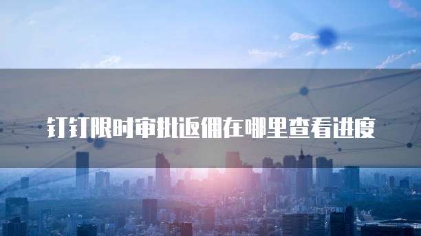 钉钉限时审批返佣在哪里查看进度