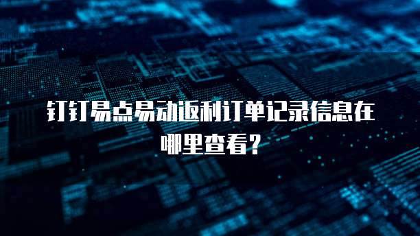 钉钉易点易动返利订单记录信息在哪里查看?