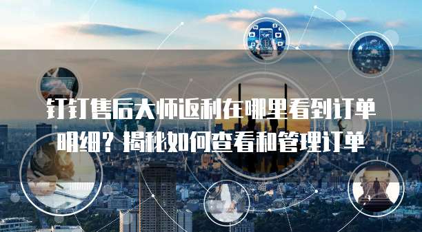 钉钉售后大师返利在哪里看到订单明细?揭秘如何查看和管理订单