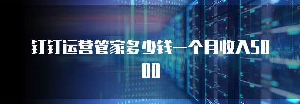 钉钉运营管家多少钱一个月收入5000