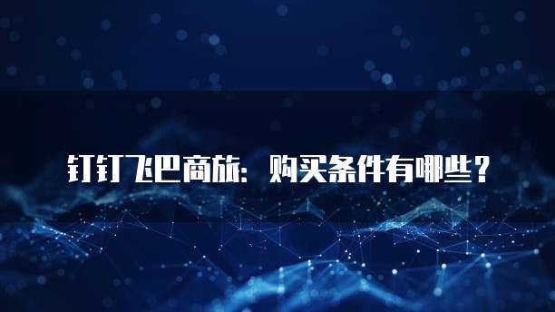 钉钉飞巴商旅:购买条件有哪些?