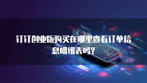 钉钉创业版购买在哪里查看订单信息明细表吗?